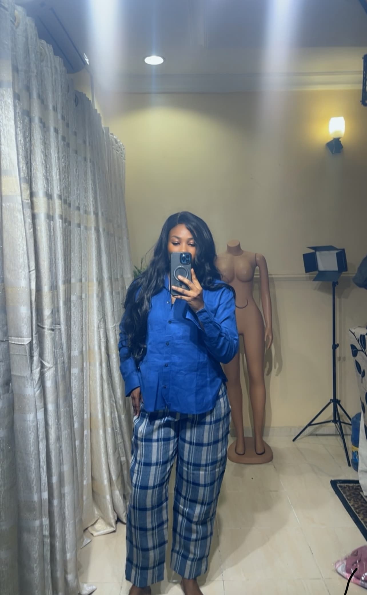 Blue linen set
